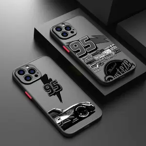Cartoon Cars L-Lightning 95 For iPhone 17 Air 16 15 14 13 12 11 Pro Max Plus Samsung Galaxy S26 S25 S24 S23 S22 Frosted Translucent Soft Phone Case
