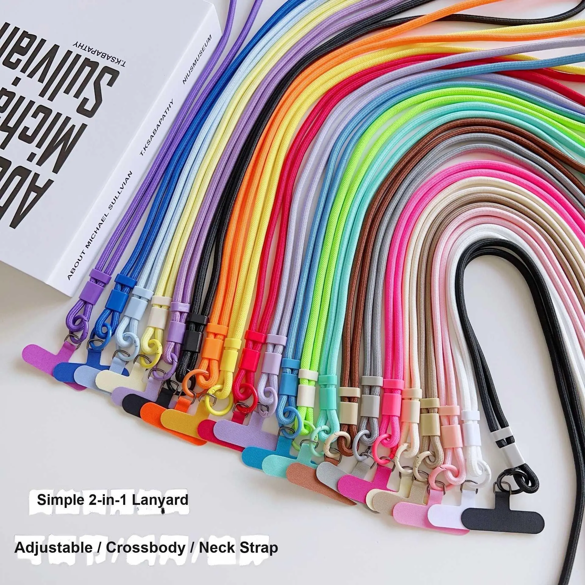 Simple Phone Lanyard Adjustable Long Crossbody Neck Strap 2-in-1 Sturdy Durable Tether Tab for Men and Women Outdoors HNV42