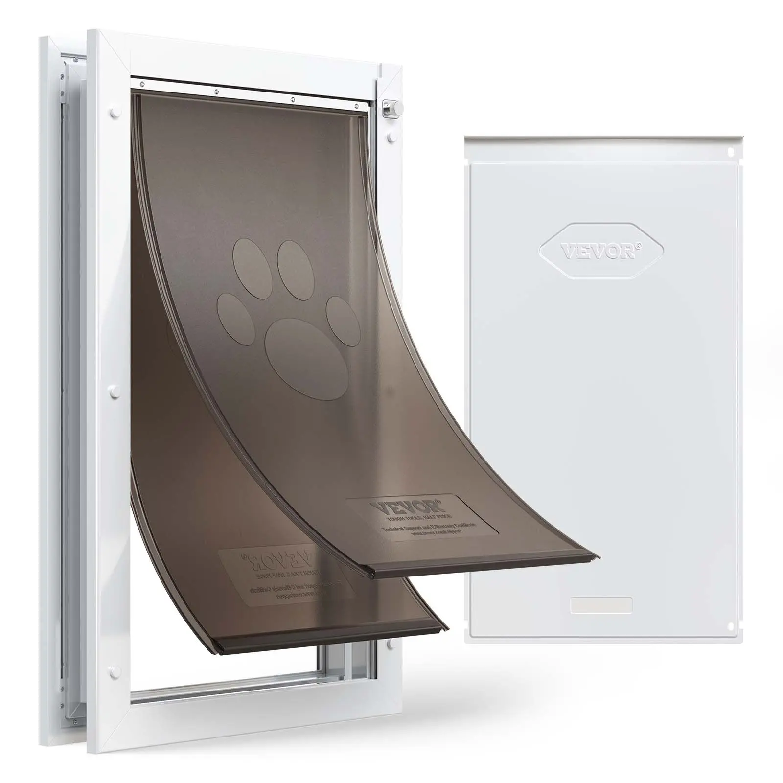 【Summerfinds】VEVOR Pet Door, X-Large, with Double Magnetic Flaps and Metal Frame, Strong and Weatherproof Dog Door for Interior and Exterior Doors, Easy to Install, Easy In-and-Out Access for Doggies, White, Smooth Access