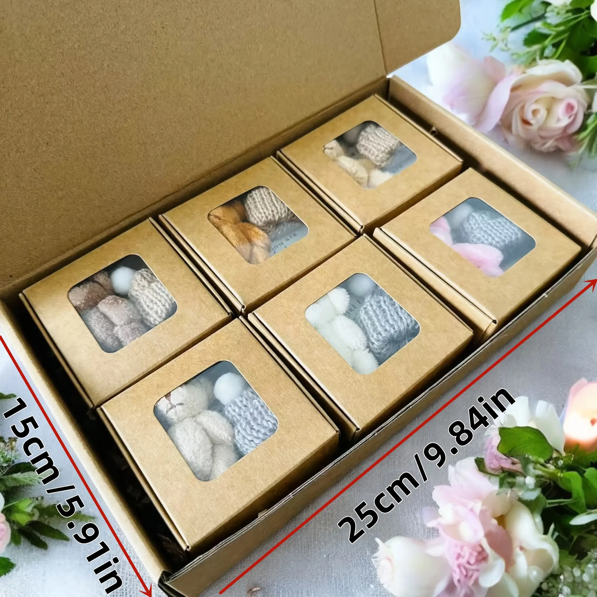 6-Piece Teddy Bear Gift Set with Card, Soft Plush Toys, Perfect for Weddings, Christmas, New Year, High-Quality Fill, Cozy Touch, Gift Box Set