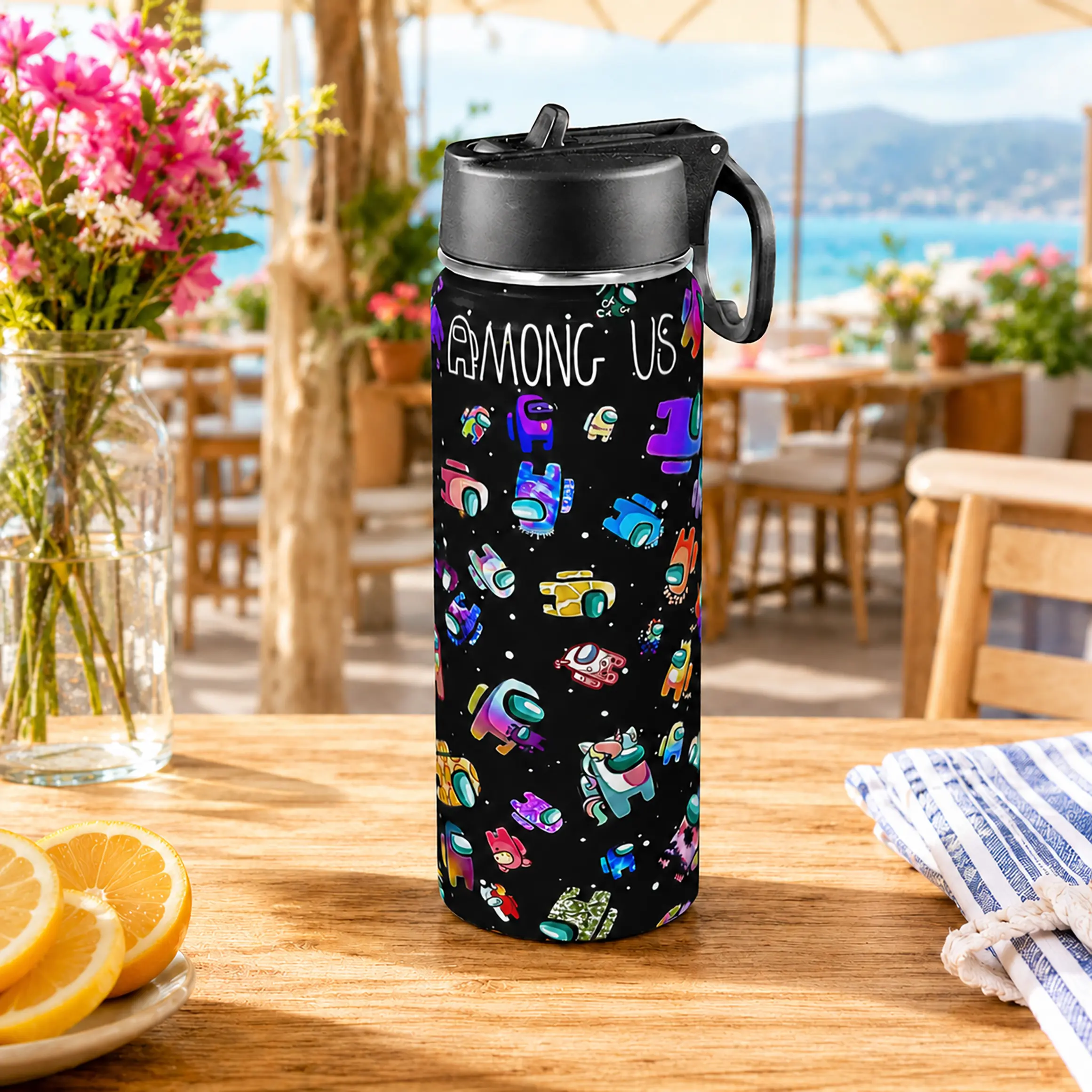 Among Us 20oz 304 Stainless Steel Portable Vacuum Insulated Flask, Leakproof Travel Tumbler, Reusable Car Coffee Mug for Cold/Hot Drinks, Office Use, Gamer Fan Gift for Teens/Adults, Flasks, Everyday Tumbler Vacuum Flasks