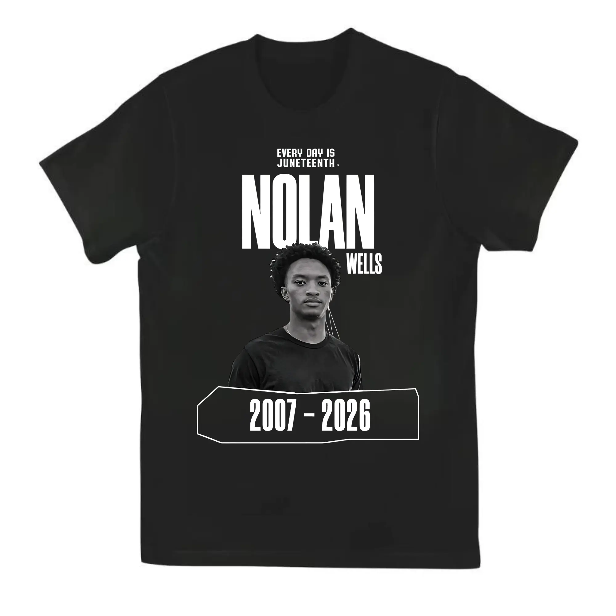 Men's Streetwear Cotton Fabric T-Shirt - Nolan Wells Memorial, Juneteenth, 2007-2026 Memorial Photo, Short-Sleeve, Casual Menswear, Breathable, Easy Matching