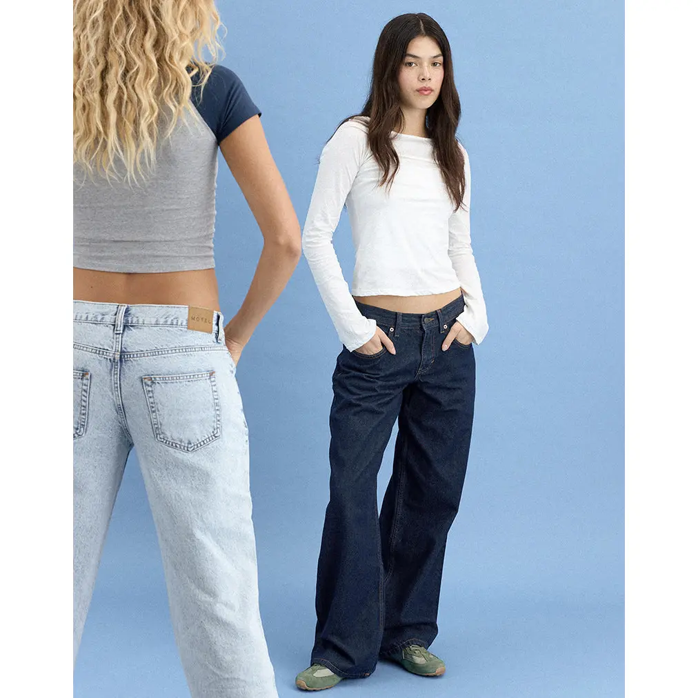 MOTEL Roomy Extra Wide Low Rise Jeans in Indigo