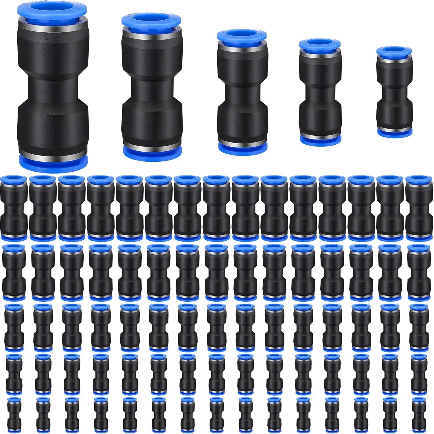 Set of 100 Quick Release Pneumatic Connectors,4/6/8/10 mm Air Hose Fittings,Air Line Fittings Straight Push to Link,Plastic Straight Tube Connector Push to Connect Fittings for Tube,Tools & Hardware,Summervibes