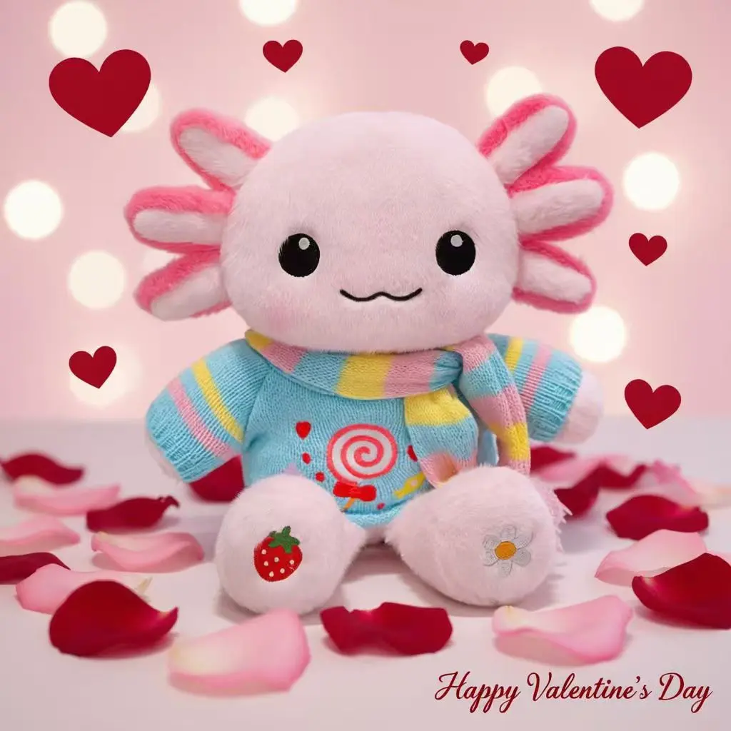 1 Pcs 10.6in squishy huggable Axolotl Plush toy , christmas Cute Stuffed Animal for Kids, Soft Kawaii Plushie for Bedroom Decor, Birthday & Valentine's Day Gifts baby valentine Super Soft Fluffy