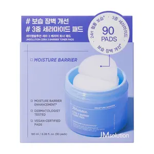 JMsolution Cera 3 Barrier Toner Pads - Moisture Barrier Enhancement, 3 Types of Ceramides, Vegan-Certified, 90 Pads