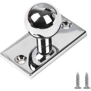 Solid Brass Cabinet Knob with Backplate 5 Pack - Polished Nickel Plated Drawer Pulls and Handles for Bathroom Cabinet, Dresser, Wardrobe, Cupboard, Vanity, Nightstand