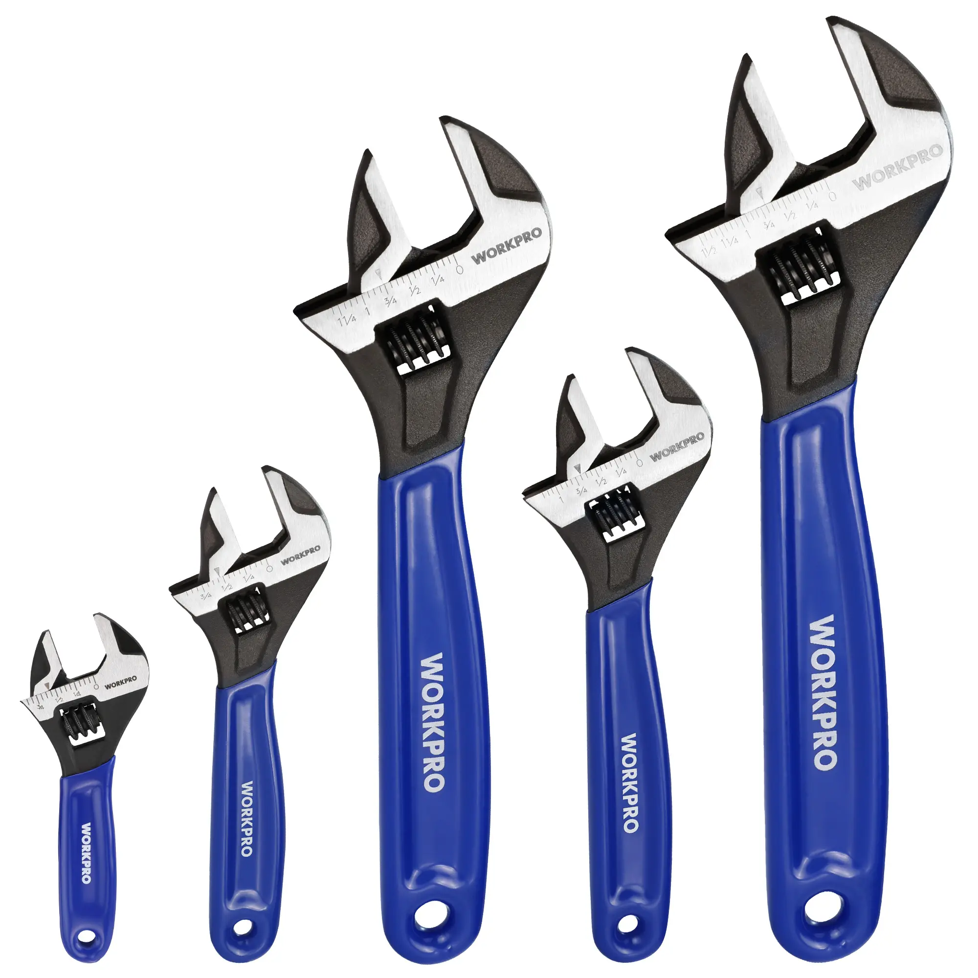 #summersale WORKPRO Adjustable Wrench, Cr-V Steel Wrench, Wide Jaw Black Oxide Wrench, Metric & SAE Scales, for Home, Garage, Workshop and DIY