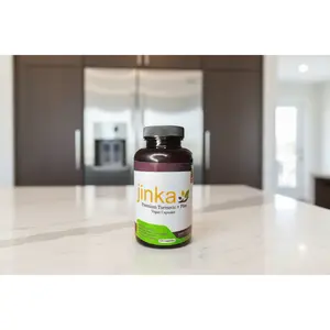 Jinka Premium Turmeric Plus Vegan 120 Capsules Organic Natural Supplement Gluten Free Wellness Healthcare Edible Fiber Fitness Dietary