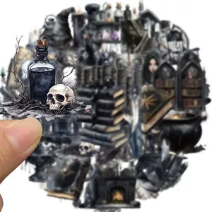 Gothic Black Rose Sticker, 50pcs/set Vintage Transparent Waterproof Scrapbook Sticker, Dark Aesthetic Sticker for Journaling, Gothic Decor, Planners, Halloween, Sticker Packs