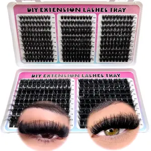 UMIRYAO 510pcs/Set 200D/160D/120D/100D/80D High Capacity Mink Lashes, Wispy Fluffy Lashes 0.07mm D Curl 10-18mm Mixed Length, Natural Soft Lashes Extension Makeup, Suitable For Daily Makeup, Wedding, Date, Party, Music Festival, Halloween, Christmas