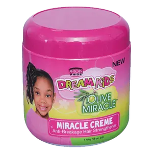African Pride Dream Kids Miracle Creme - Gentle, Smooth, Olive & Herbal Daily Hair Styling Creme for Girls' Haircare, 6oz