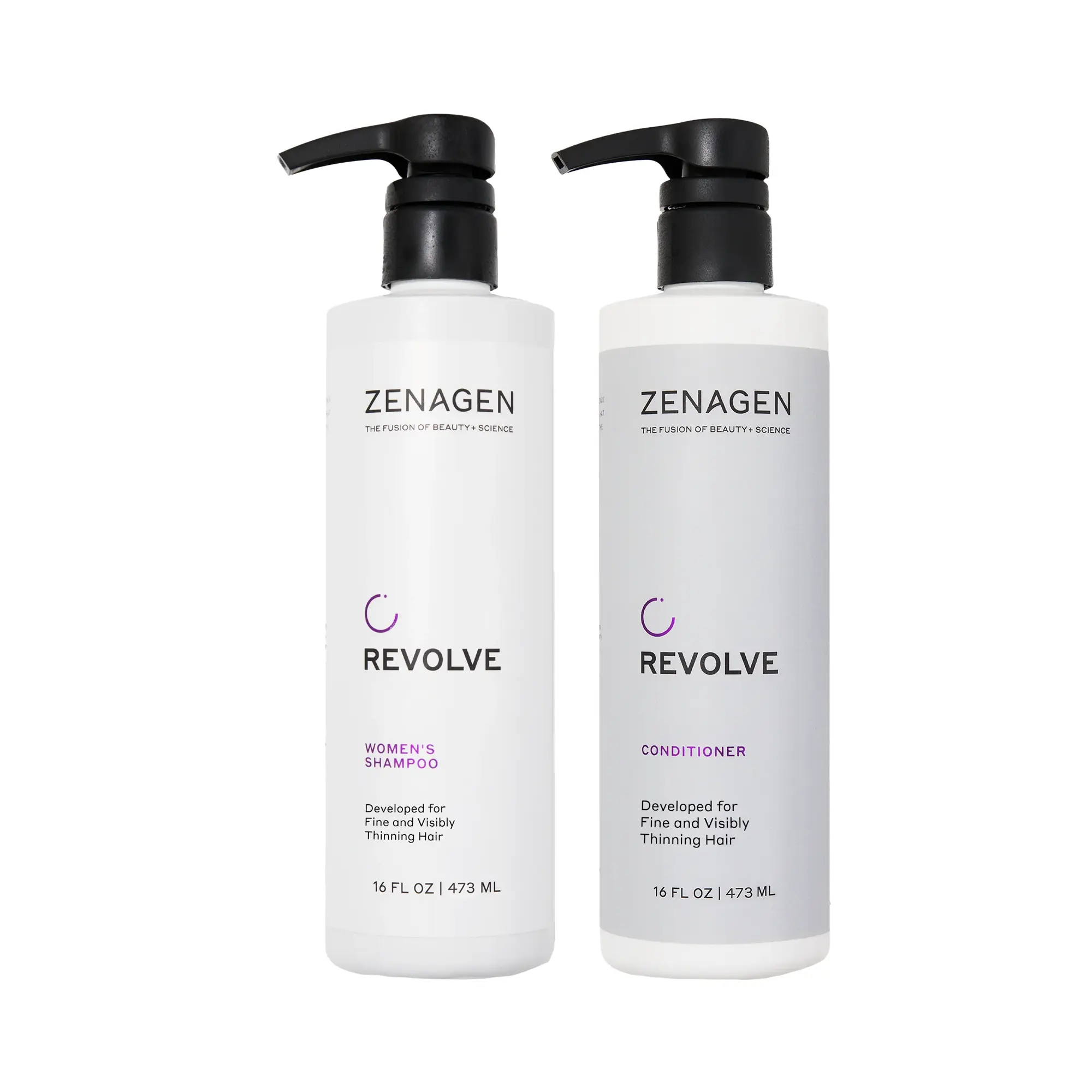Zenagen Revolve Women's Hair Loss Shampoo and Conditioner Duo, Green Tea Blend for Thicker Fuller Hair, Haircare Cleanser Set - 2 x 16 oz, Silicone, Anti-Hair Loss