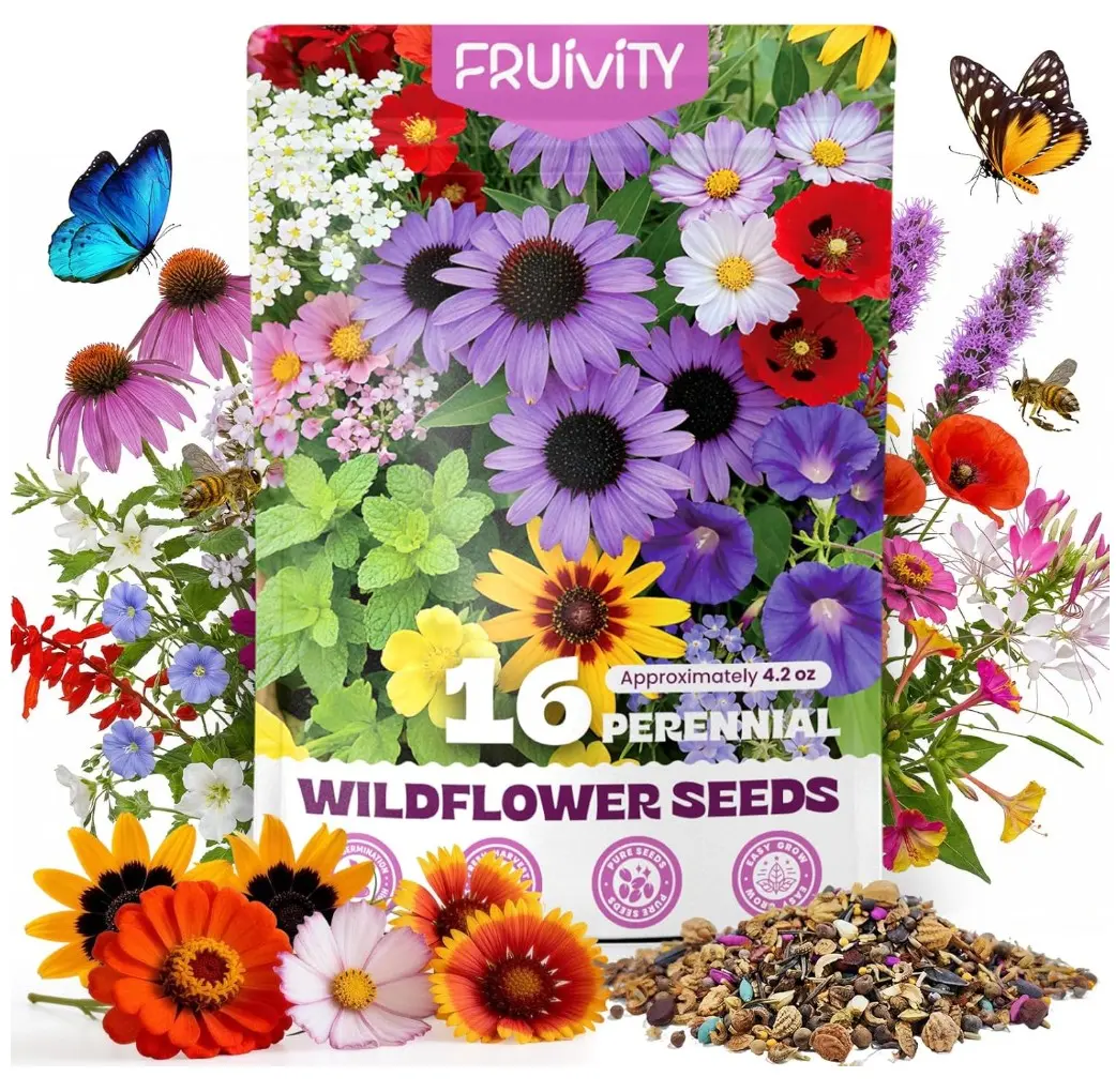 200,000+ Wildflower Seeds Bulk (4oz) – 16 Varieties Perennial & Annual Mix, Attract Bees, Butterflies & Hummingbirds, High Germination for Outdoor Pollinator Garden, Unique Gift for Mother, Women, Mom