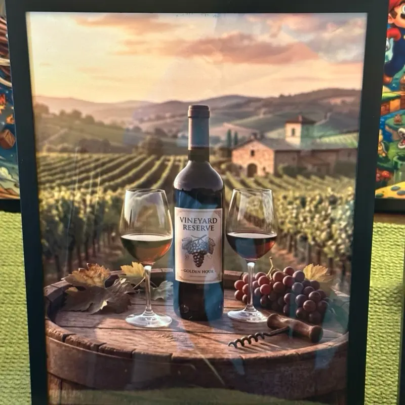 Custom Sublimated Picture Frame - High-Quality Artistic Graphic Prints, Includes Metal Pen, Vintage Decor for Room Home Wall & Tabletop Display