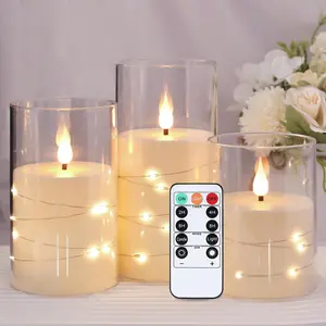 LED Candle Light (3 Counts/Set), Battery Powered LED Candle Light, Decorative Night Light for Home Party Wedding, Light Dimmable, Led Candle Lamp, Led Nightlight, Illuminated Night Light (Batteries Not Included)