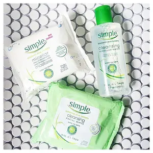 Simple Kind to Skin Facial Wipes Cleansing 25 ct Twin Pack Hypoallergenic Alcohol-Free with Pro-Vitamin B5 for Hydrated Skin