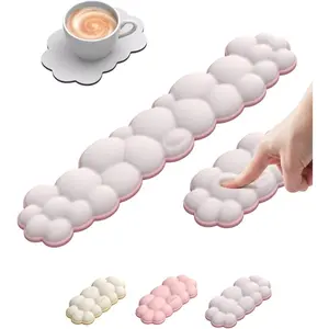 Cloud Keyboard Wrist Rest Set -  Memory  Wrist Pad for Computer, Laptop & Gaming, Non-Slip Cute Desk Accessories for Office(Keyboard Rest +  Rest + Coaster)