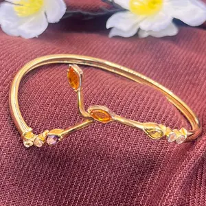 24k gold plated hook bracelet with multicolor stones. PMB33