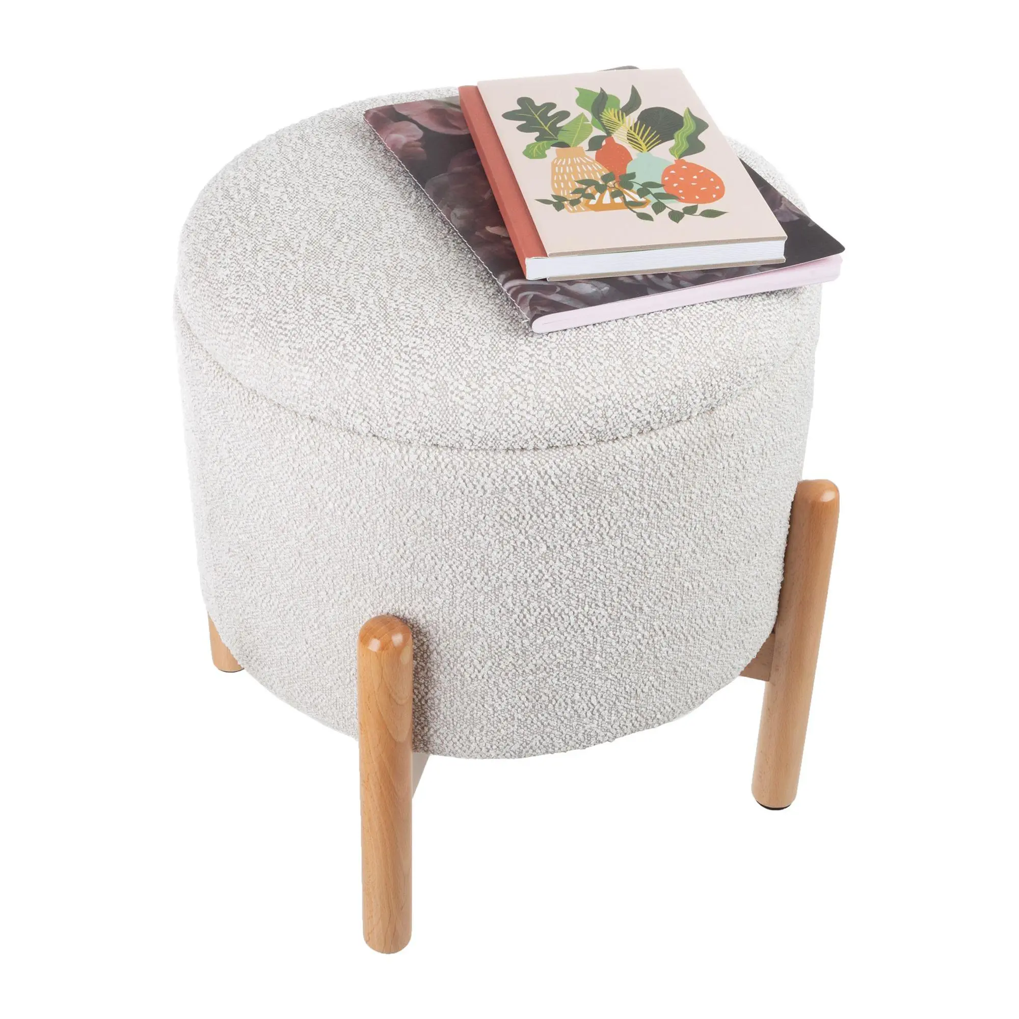 Lavish Home Storage Ottoman Multipurpose RoundFootrest