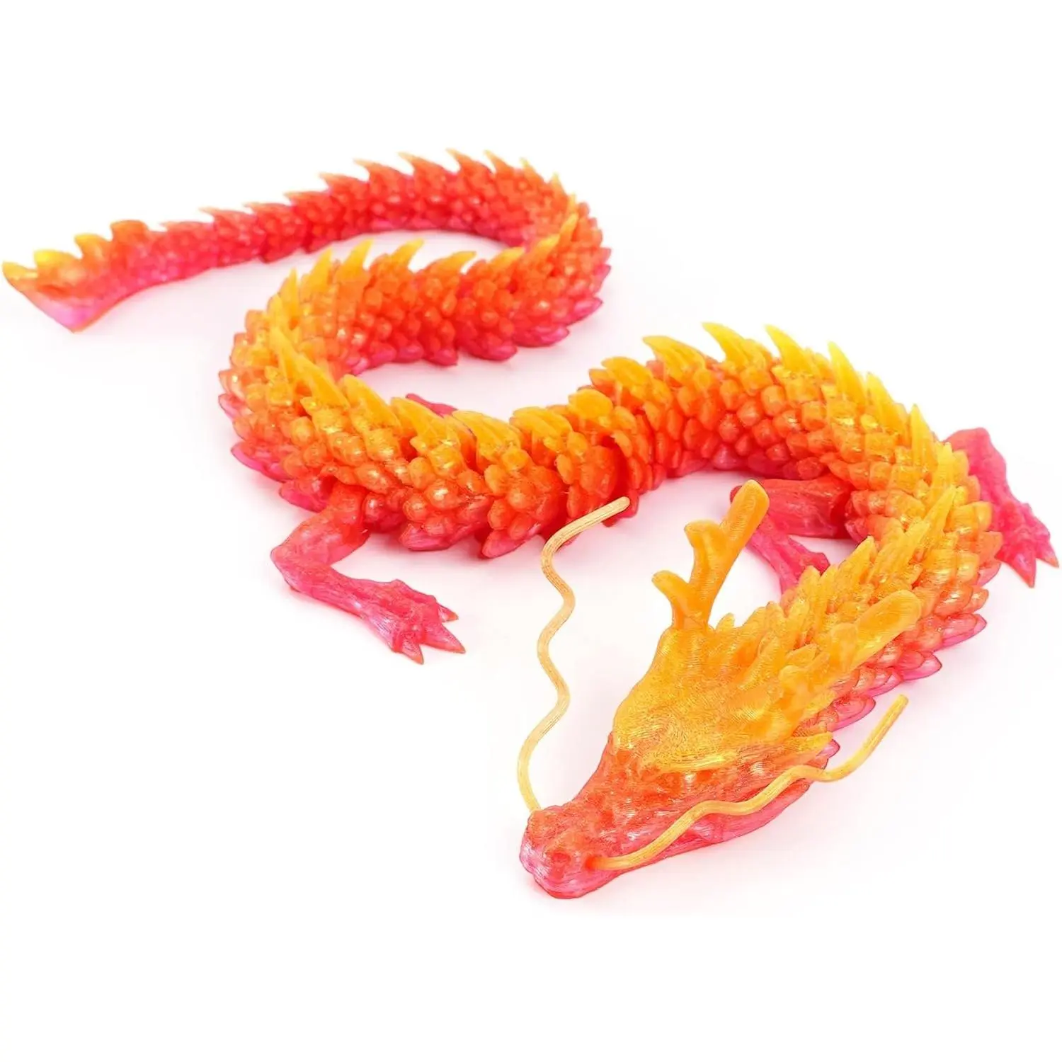 3D Printed Dragon,Chinese Dragon,Dragon Statue 12 in Fidget Toys for Autism/ADHD,3D Printed Gift Toy, Executive Desk Toys,Home Office Decor (Crystal Sunrise)