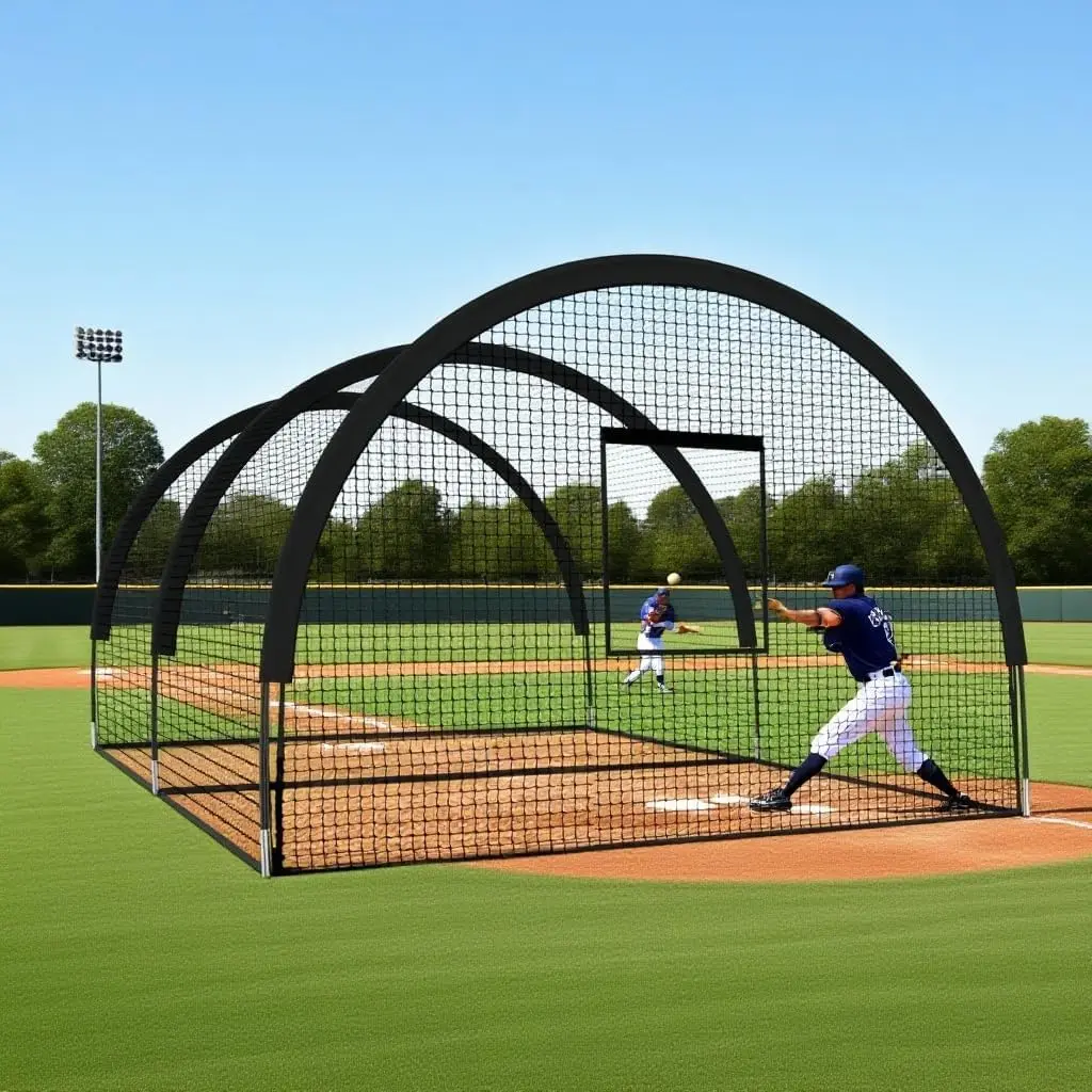 Garvee Heavy-Duty Baseball Batting Cage with Frame & Net - Enclosed Hitting & Pitching Practice Tunnel for Backyard or Field - Baseball/Softball/Golf Training, 33ft