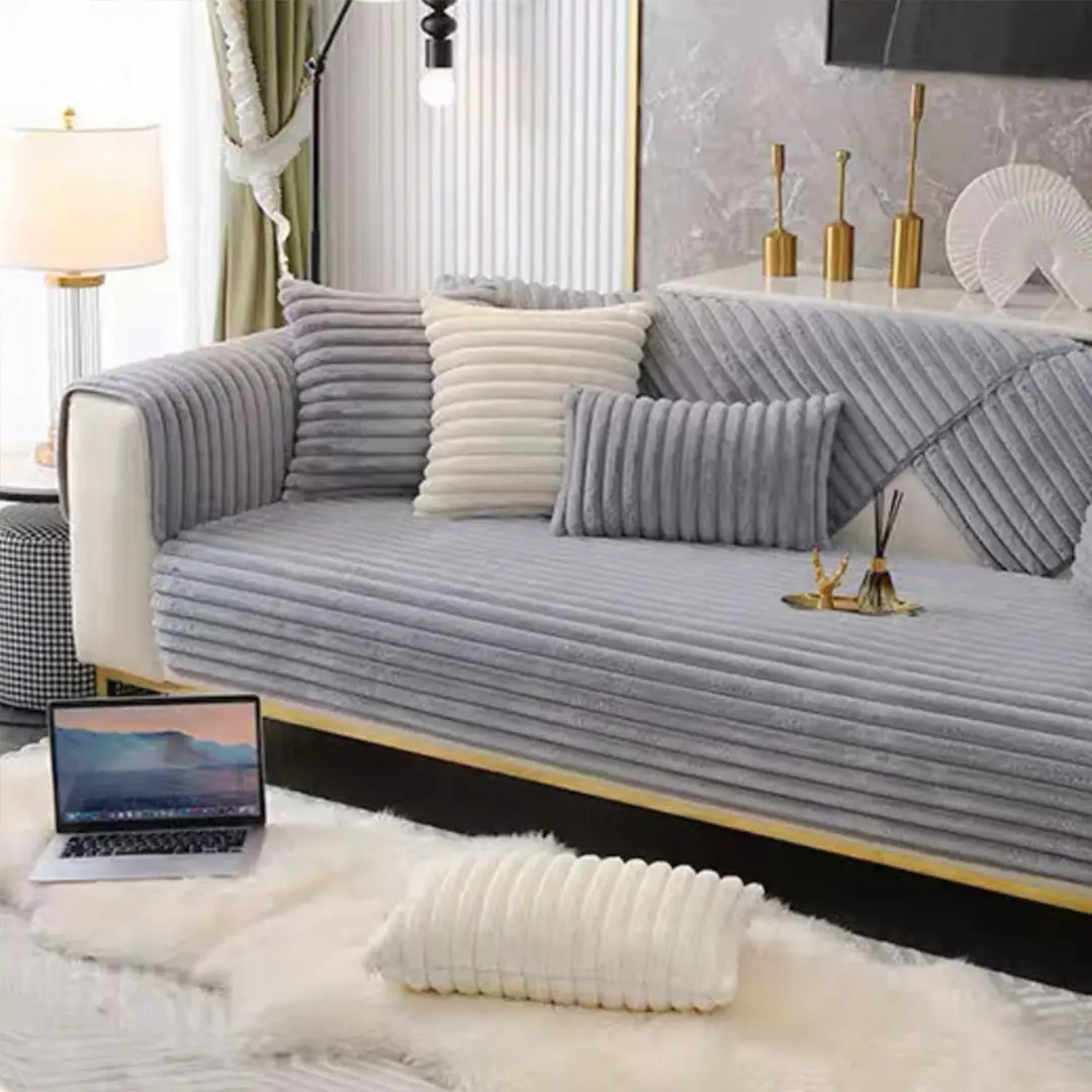 Plush Solid Color Washable Sofa Slipcover - Simple Style, Autumn-Winter Essential, Skin-Friendly, Child-Friendly, Scratch-Resistant, Easy to Clean, Removable, Suitable for Home Sofas, Bedrooms, All Ages