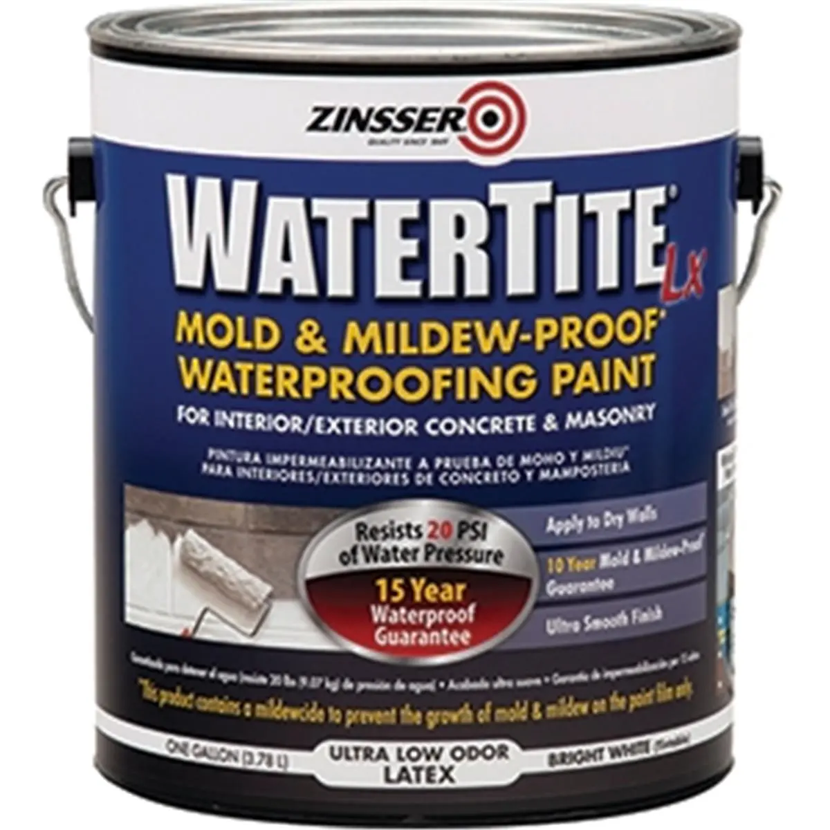 212 MAIN Watertite-LX Latex-Based Waterproofing Paint (Zinsser 270267), 2-Pack 1 Gal Each, 100 VOC, Mold-Proof, for Automotive & Motorcycle Interior, Concrete/Masonry Exterior