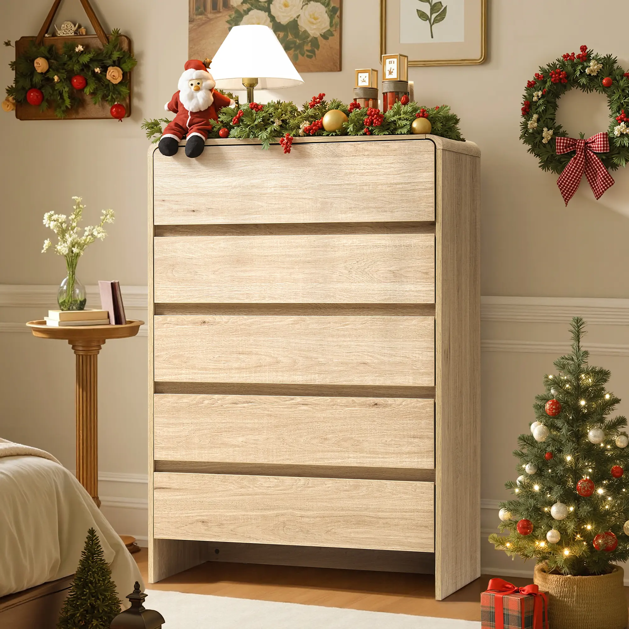 Amerlife Sturdy Wood Bedroom Dresser - 5/6/7-Drawer Modern Engineered Wood Chest of Drawers with Rounded Corners, Hidden Handles, Full-Extension Slides, Assembly-Required Storage Cabinet for Living Room, Living Room Dresser, Moisture Resistant