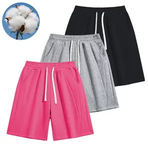 Men’s two-way casual shorts for home and streetwear | 3-piece wardrobe essential set made from ultra-soft cotton blend, featuring a loose fit, drawstring elastic waistband, and heavyweight fabric—ideal for everyday wear, weekend outings, and travel