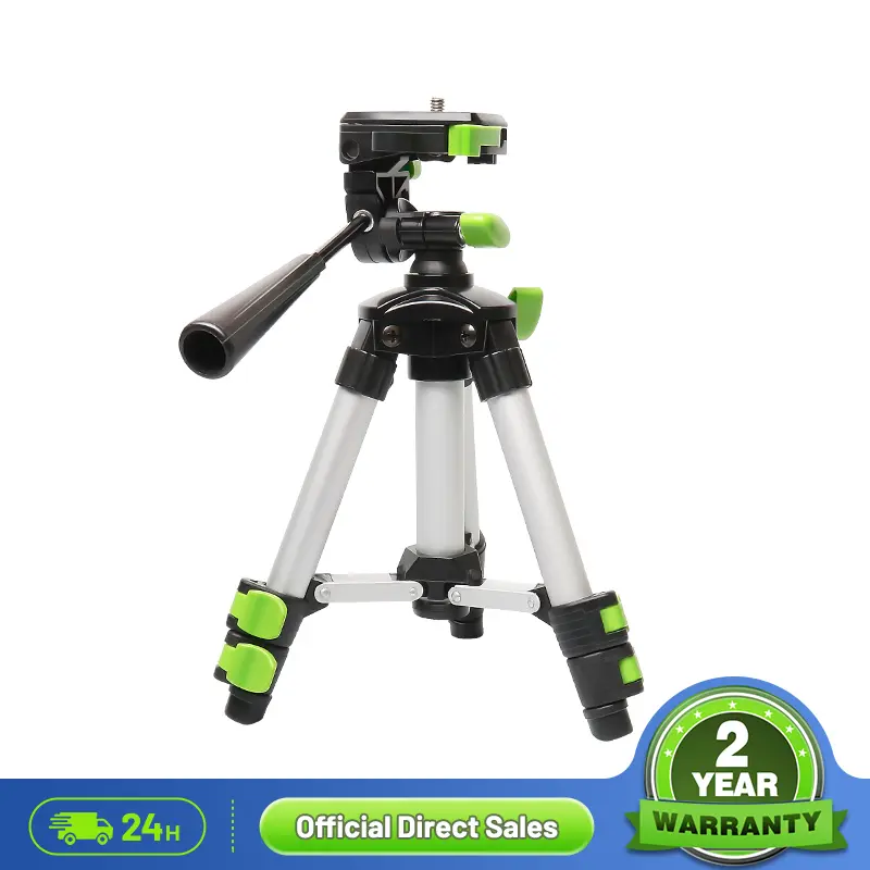 Huepar TPD05 19.7" Ultra-Light Aluminium Leg Mini Tripod - Adjustable Stand with 3-Way Head, Bubble Level, Quick-Release 1/4"-20 Screw Mount for Laser, Digital Camera, Telescopes, 0.8lb Travel Gear