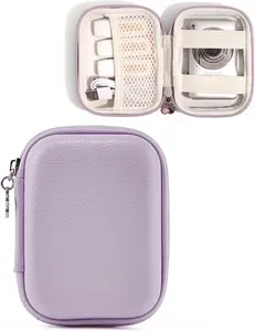 Digital Camera Case for CAMKORY,  PIXPRO FZ45/FZ55,  IXUS 285 HS, Lecran, Small Travel Compact Camera Holder with Mesh Pocket for Accessories SD Card (Purple)