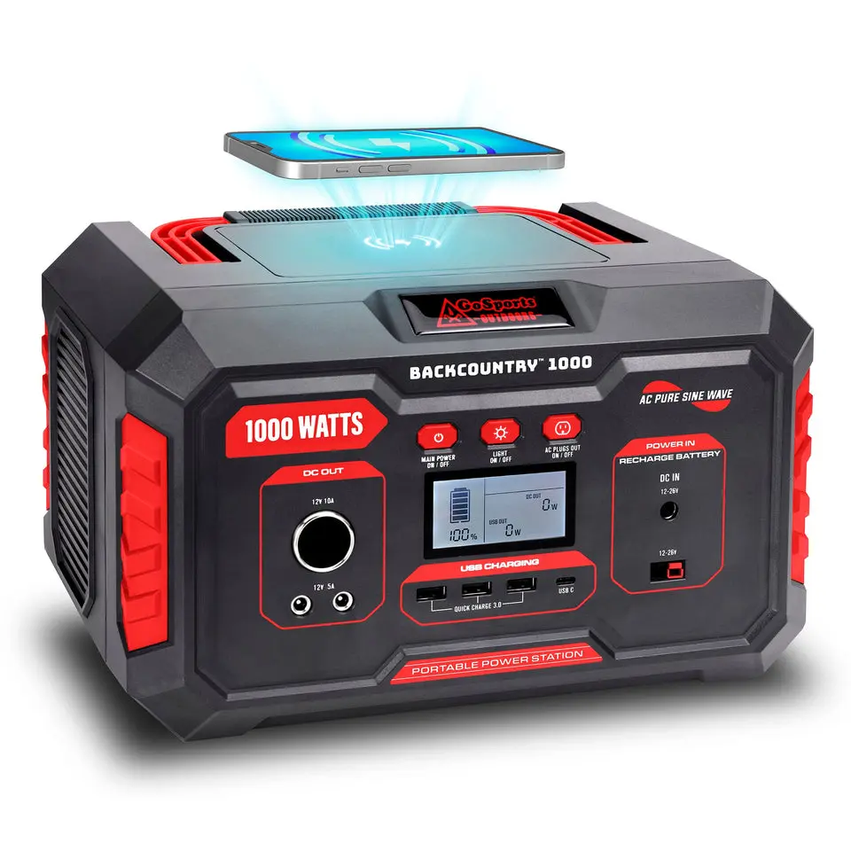 GoSports Portable Outdoor Battery Power Supply - 1000W Backcountry Solar Energy Storage Power Supply for Home Improvement Electrical Needs, Outdoor Battery Power Supplies