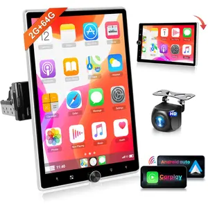 Android 13 Rotatable Wireless Carplay Single Din 10.4 Inch Touch Screen Radio Unit, Android Auto/EQ Audio/Bluetooth, GPS Navigation & FM RDS