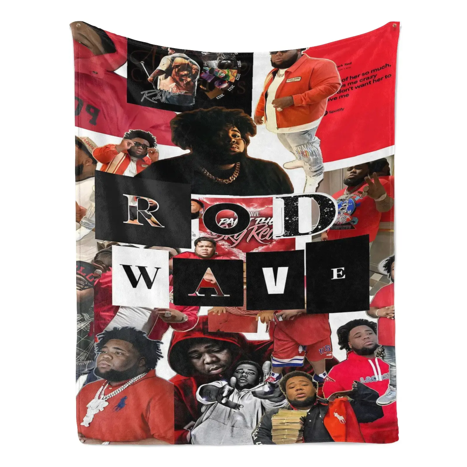 Rod Wave Music Portrait Flannel Fabric Throw Blanket - Luxury Tour Photo Collage, Hip-Hop Glam Accent for Rap Bedrooms, Multi-Size Lightweight Blanket for Home & Travel, Cozy Gift for Collectors, Plush Texture