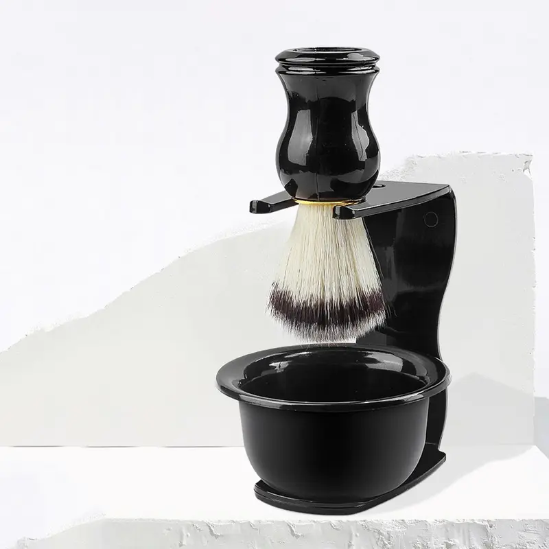 Men's Manual Shaving Tools  Set, 3pcs/set Shaving Foam Bowl & Brush & Storage Rack, Professional Smooth Shaving Tool for Men, Hair Removal Kit, Shaving Products