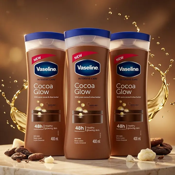Vaseline Intensive Care Cocoa Glow 400ml 3-6 Pack with Pure Cocoa & Shea Butter for 48h Healthy Glowing Skin Body Care Daily, Moisturizer, Radiant