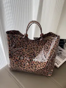 New PVC Large Capacity Commuter Tote Bag, Tote Purse, Daily Commuting Bag, Stylish Leopard Print Shoulder Handbag, Leopard Pattern, Waterproof and Versatile Summer Shopping Bag, Casual Shopping Bag