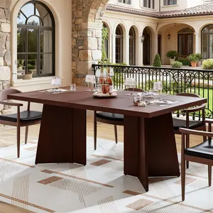 Garvee 63" Modern and Farmhouse Style Dining Tables for 4-8 People with Extra Thick Tabletops, Heavy-Duty Pedestal or Metal Legs, Suitable for Kitchen, Dining Room, Conference Room, and Home in Walnut, Natural, Grey & Black