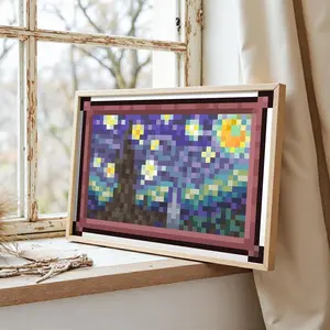 Terraria Paintings Posters Starry Night Game Poster Pixel Art Canvas Painting Black Frame Wall Decor Art Gift 12x18 16x24 24x36 Inches Flexible Size Style