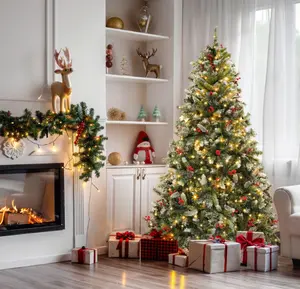 Yitahome Snow Flocked/Flocked mountain pine/Pine Cones/Green/Aspen Fir/Black/White Christmas Tree, 6/6.5/7.5ft Christmas Tree, Foldable Base for Home, Party Decoration