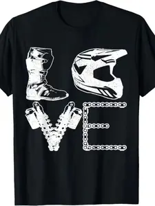 Men's Dirt Bike Motocross T-Shirt - 100% Cotton Round Neck Biker with  - Casual Motorcycle Riding Apparel Gift for MX Fans
