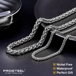 PROSTEEL Wheat Chain Necklace Stainless Steel Width 3mm/6mm Length 18-30 inches Pendant Accessories Unisex For Men Women Black Friday with Gift Box