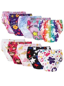 10 Pack Baby Boys Girls Reusable Training Pants, Soft Comfortable Fabric, Fun Patterns, Above the Knee Fitted Design for 0-3 Years