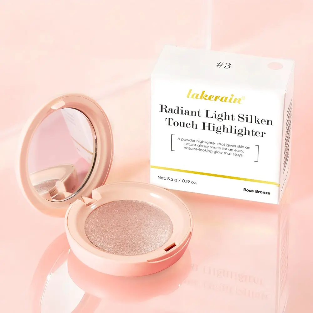 Lakerain Highlighter Powder, Natural Highlighter, Glowy Highlighter, Face Highlighter, 4 Shades Available, Waterproof & Smudge-Proof, Creates Sheer & Luminous Makeup Finish, Lightweight Texture, Delivers Glass-Skin Glow, Layerable Application