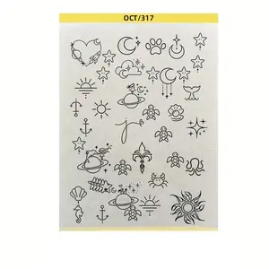 Pre-Drawn Tattoo Transfer Paper Roll, Pre-Drawn Patterned Tattoo Stencil Sheet, Ideal for Temporary Tattoos & Body Art Designs