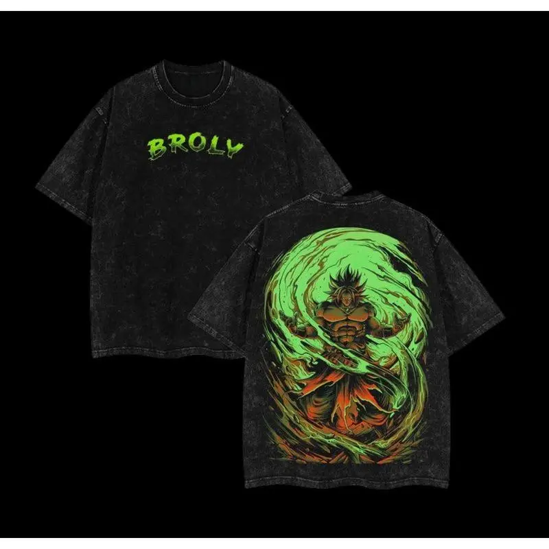 BROLY DBZ Retro Vintage Unisex Oversize Anime Manga Acid Washed ...