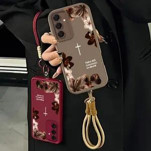 Vintage Floral Aesthetics Lanyard Phone Shell Christian Psalms 46:5 Cross for 【Galaxy A16】  Matte Finish Anti Drop Bumper Religious Birthday Gift For Her 666