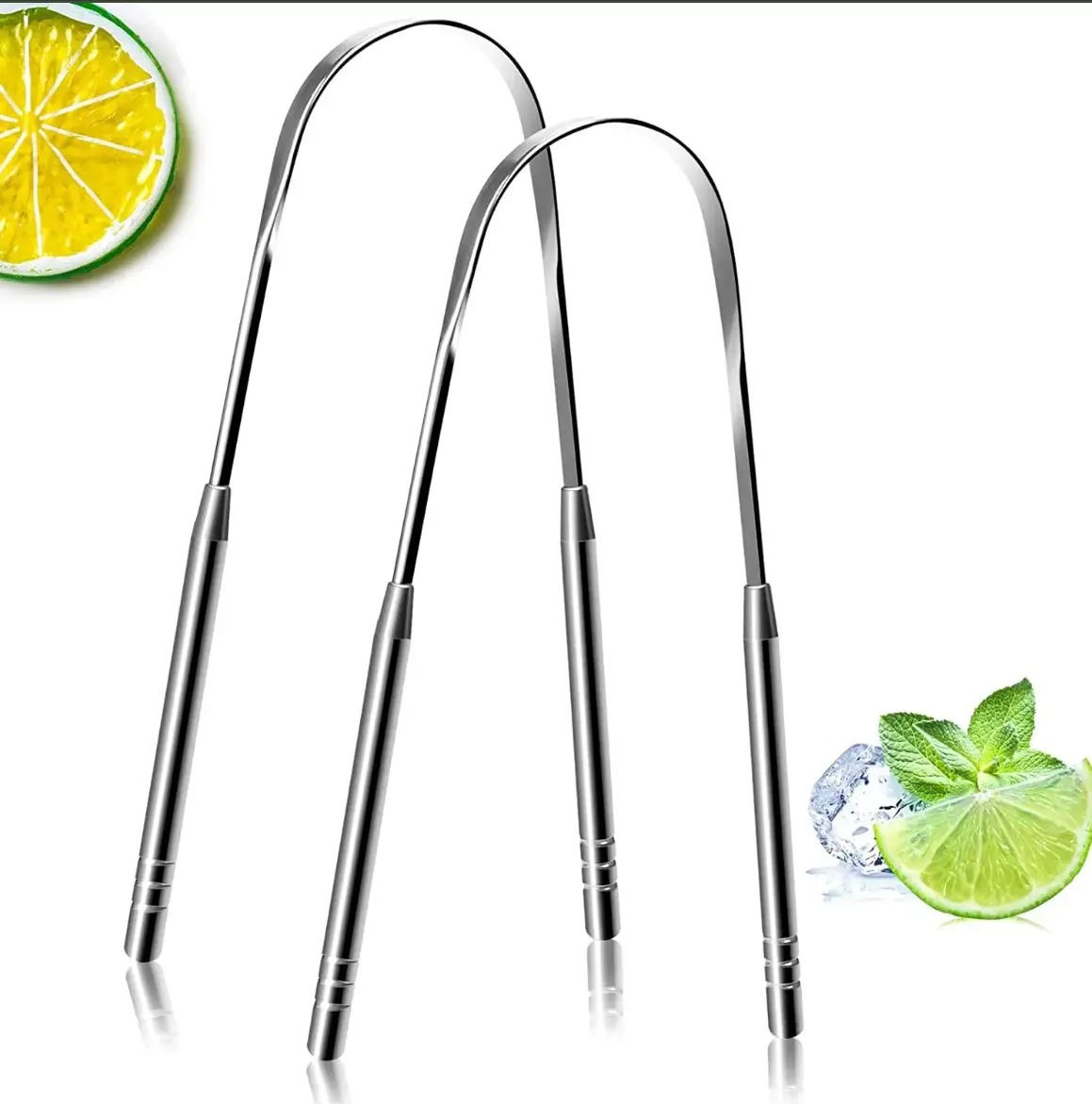 2-Pack Gentle Tongue Scraper - 100% Surgical 304 Stainless Steel Metal Oral Tongue Cleaners for Adults, Oral Care Tool (Mother's Day Sale), Metal Tongue Scraper