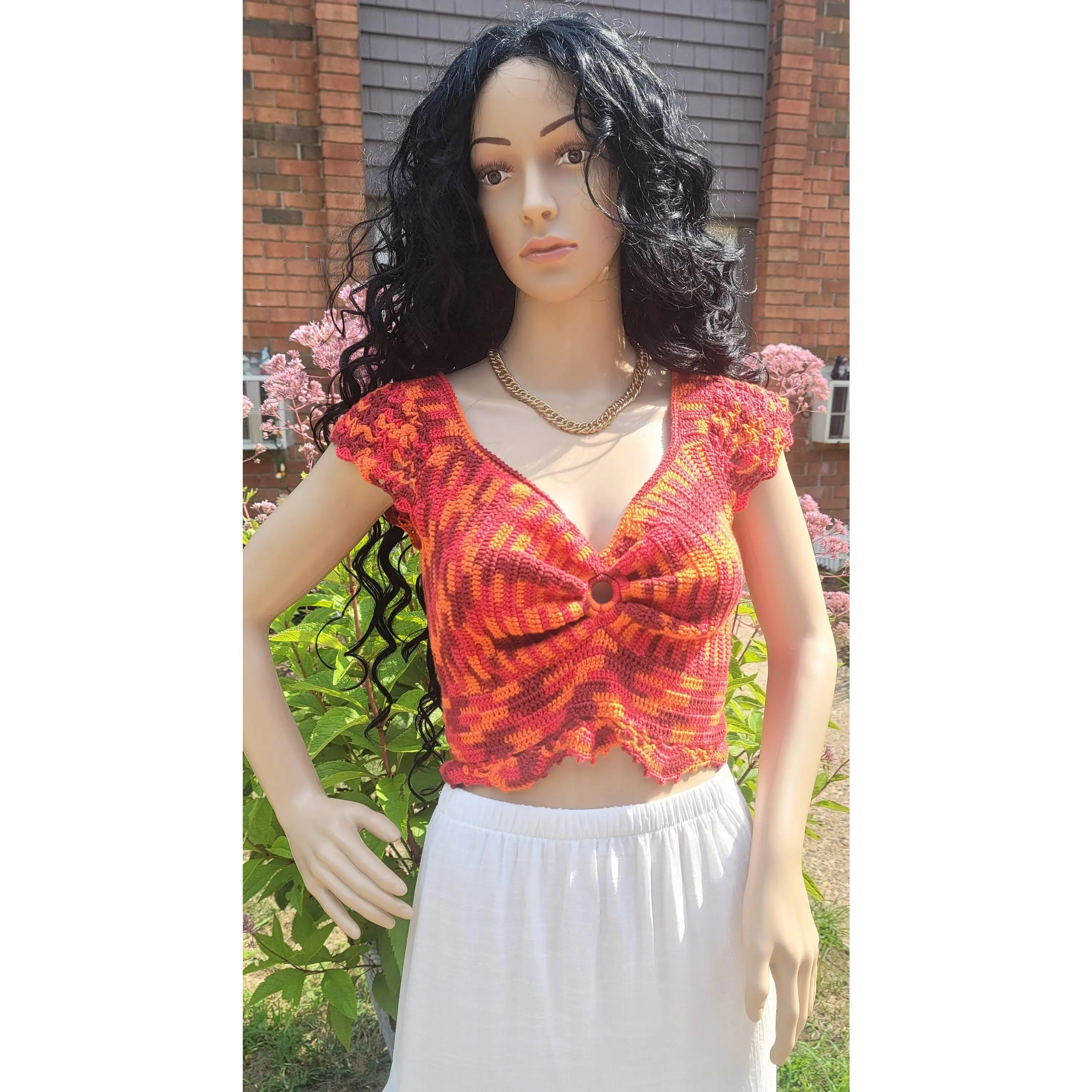 Handmade Crochet Crop Top: Strawberry Love Summer Fashion (Fits M/L)